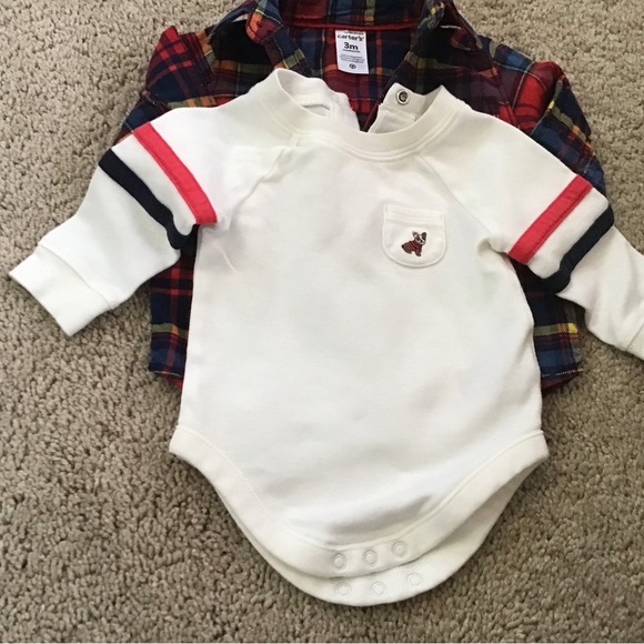 Carter’s set, jeans and flannel shirt, Janie and Jack top, Size 0 to 3M Bundle. - Picture 6 of 8